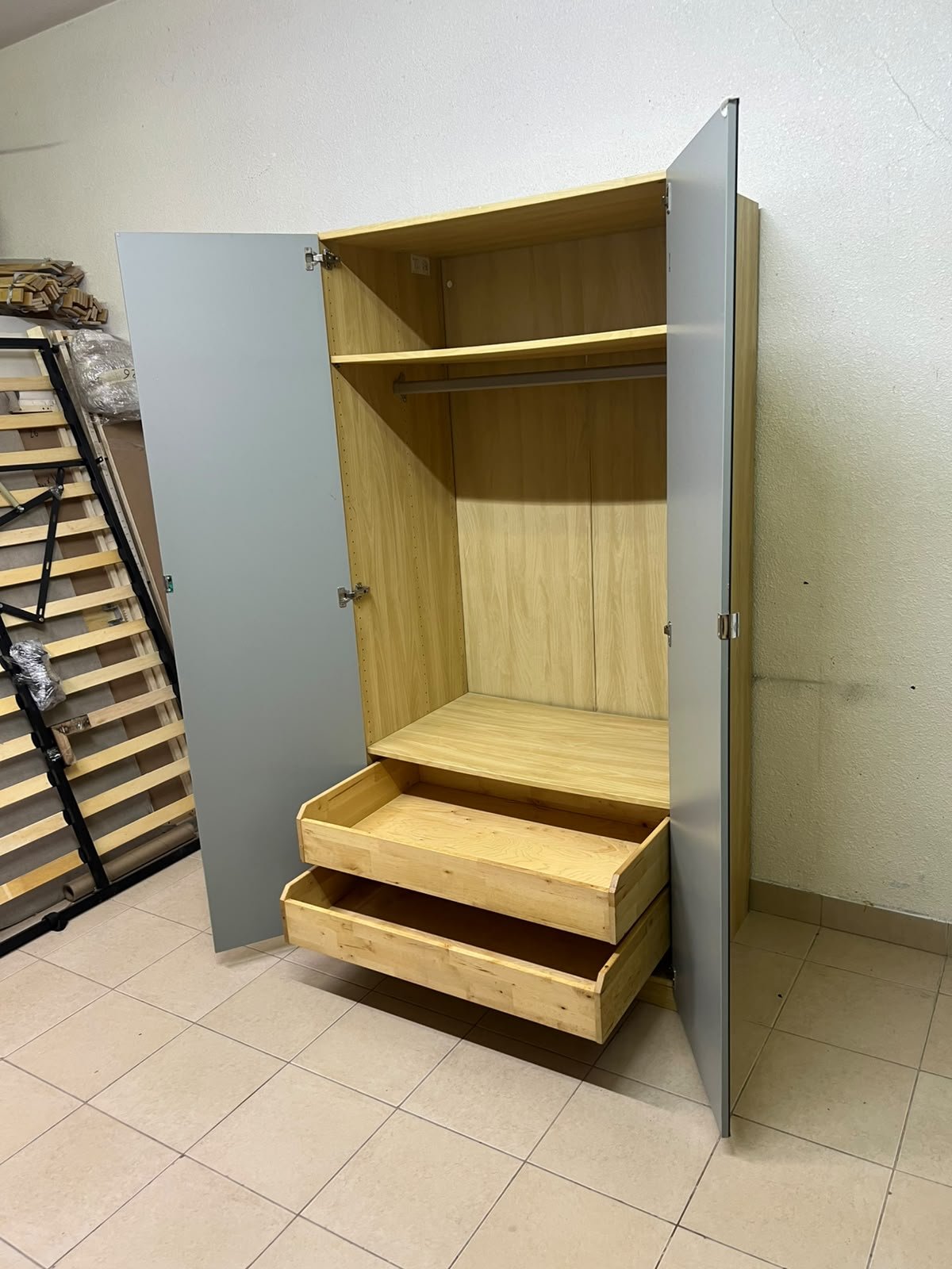 A two-door hinged wardrobe with full mirrors, available in oak or natural beige (IKEA wardrobe) - Image 13