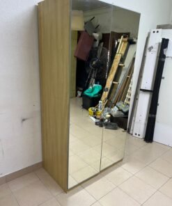 A two-door hinged wardrobe with full mirrors, available in oak or natural beige (IKEA wardrobe) - Image 9