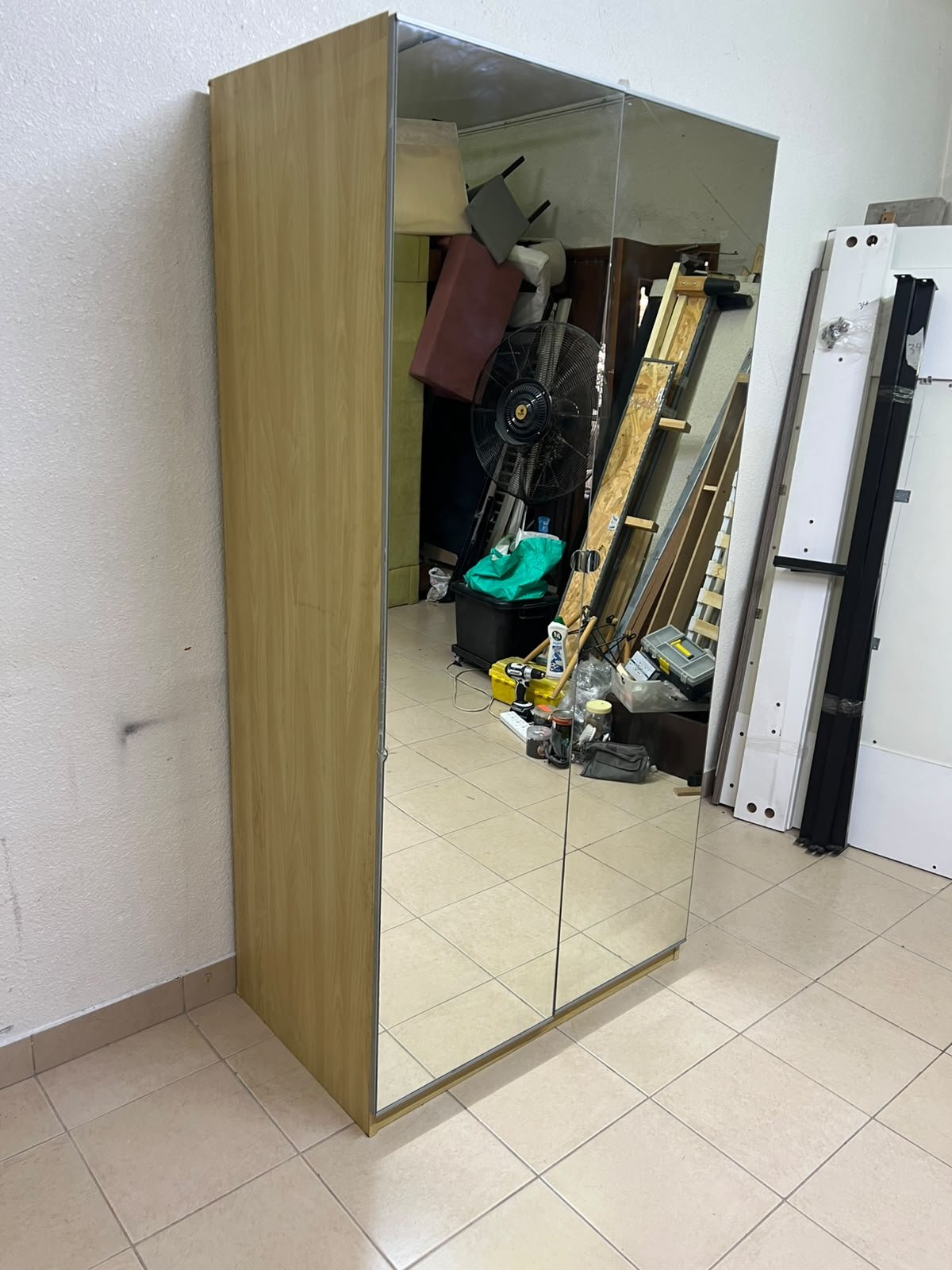 A two-door hinged wardrobe with full mirrors, available in oak or natural beige (IKEA wardrobe) - Image 9