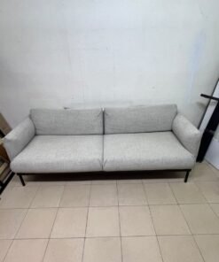 A modern-design sofa—resembling the ÄPPLARYD model from IKEA—upholstered in light gray (Lejde light gray) and featuring elevated black metal legs. - Image 2