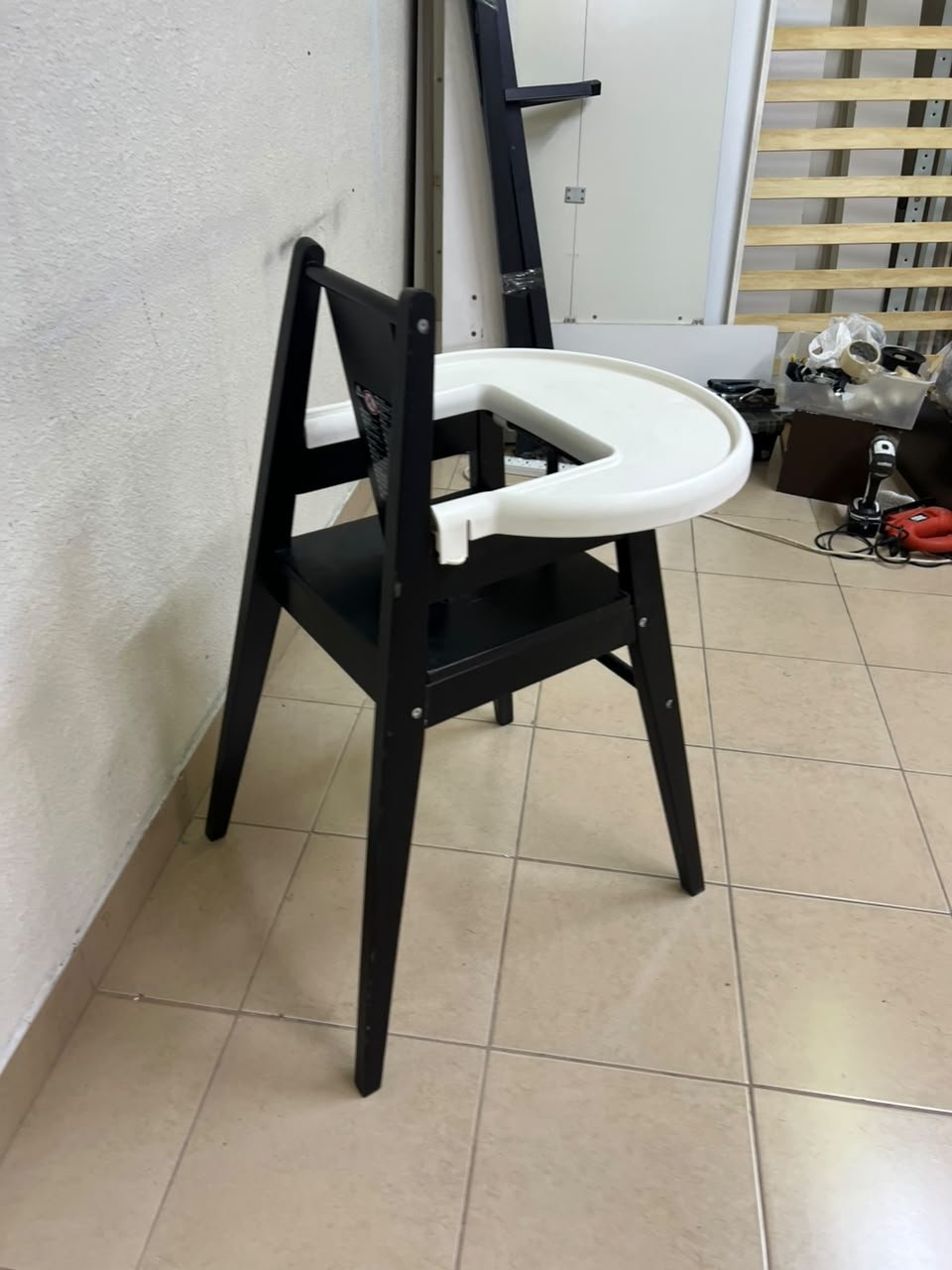 IKEA BLÅMES high chair for children, in black with a white tray. - Image 6