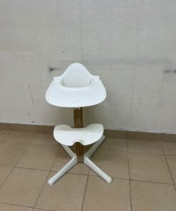 Stokke Nomi High Chair in white, complete with a Baby Set and a tray. - Image 2