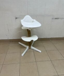Stokke Nomi High Chair in white, complete with a Baby Set and a tray. - Image 5
