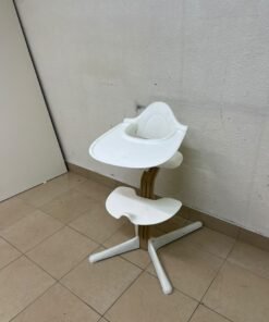 Stokke Nomi High Chair in white, complete with a Baby Set and a tray. - Image 9