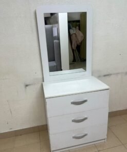 A white vanity table (dressing table) with 3 drawers and an attached mirror, - Image 7