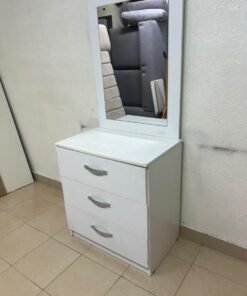 A white vanity table (dressing table) with 3 drawers and an attached mirror, - Image 8