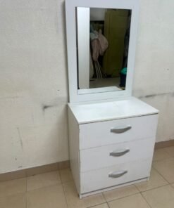 A white vanity table (dressing table) with 3 drawers and an attached mirror, - Image 9