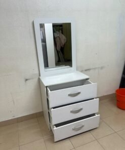 A white vanity table (dressing table) with 3 drawers and an attached mirror, - Image 2
