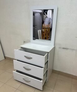 A white vanity table (dressing table) with 3 drawers and an attached mirror, - Image 5