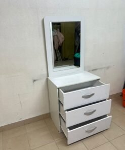 A white vanity table (dressing table) with 3 drawers and an attached mirror, - Image 6
