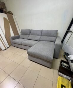 A grey L-shaped sofa bed with a high backrest and recliner seat, which closely matches the IKEA ESKILSTUNA model. Includes storage. - Image 2