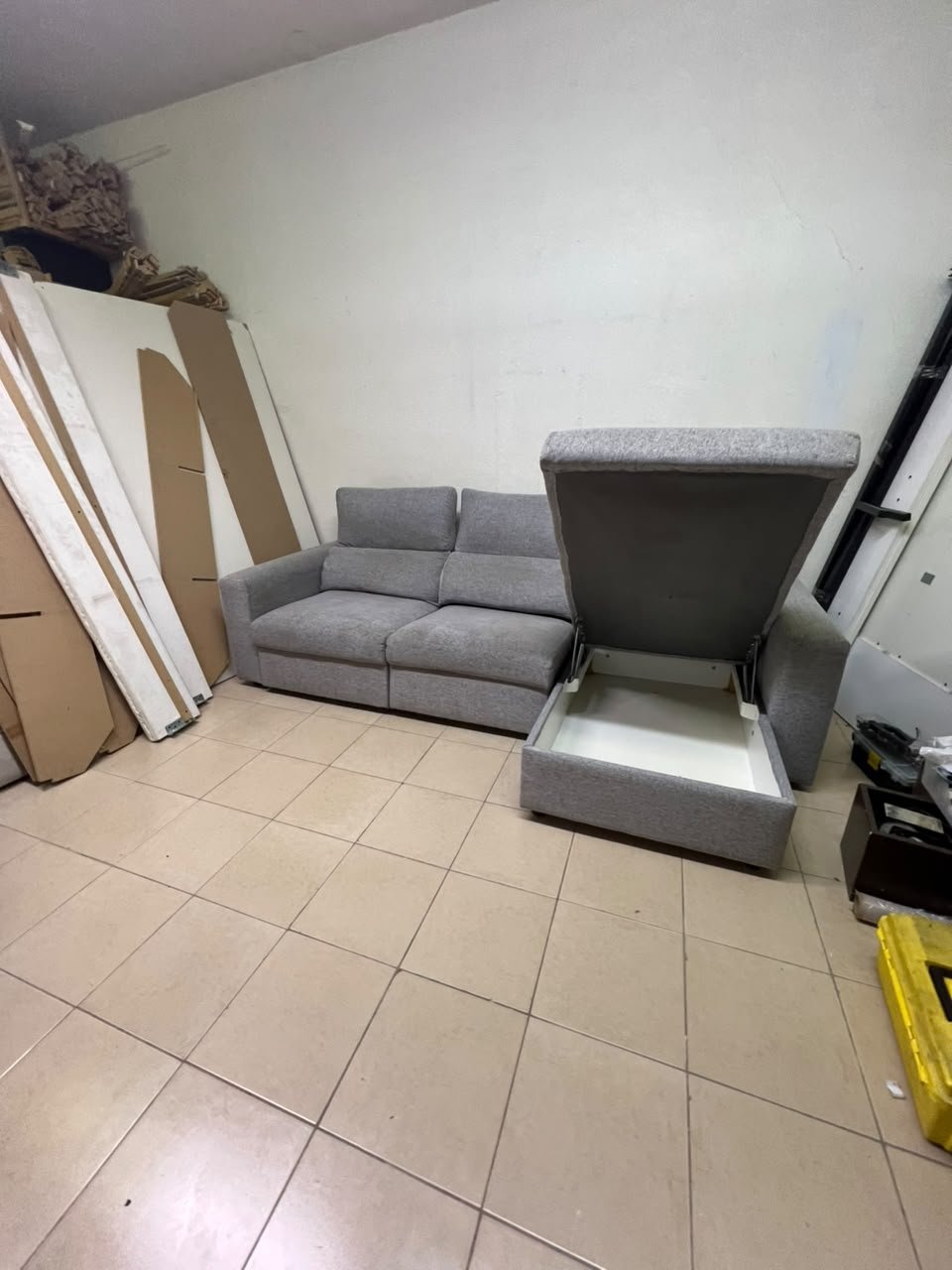 A grey L-shaped sofa bed with a high backrest and recliner seat, which closely matches the IKEA ESKILSTUNA model. Includes storage. - Image 7