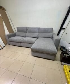 A grey L-shaped sofa bed with a high backrest and recliner seat, which closely matches the IKEA ESKILSTUNA model. Includes storage. - Image 5